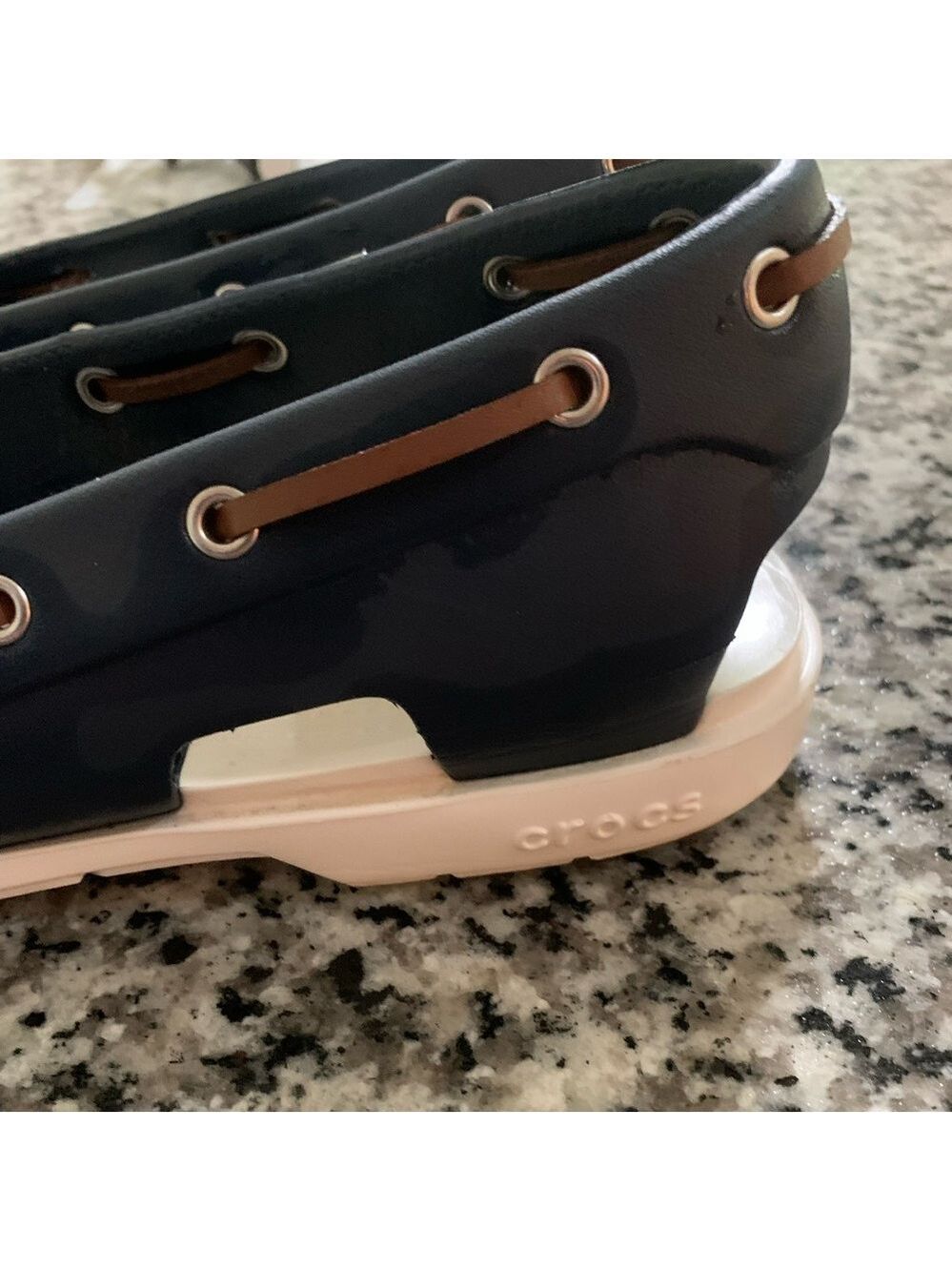 CROCS Navy and Brown Women's Loafers - Picture 2 of 6